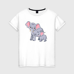 Женская футболка Elephants family