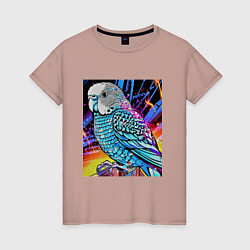 Женская футболка Волнистый синий попугай