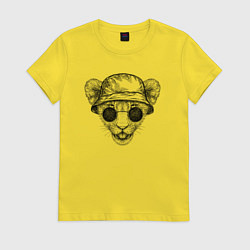 Футболка хлопковая женская Львёнок модный, цвет: желтый