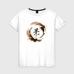 Женская футболка Иероглиф в кофейном круге
