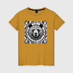 Женская футболка Мандала-медведь