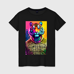 Женская футболка Городской тигр - нейросеть