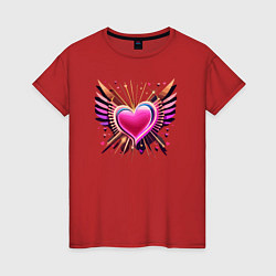 Женская футболка Светящее сердце с крыльями