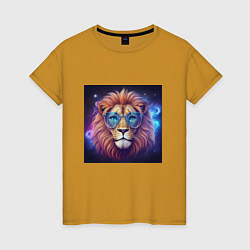 Женская футболка Космический лев в очках