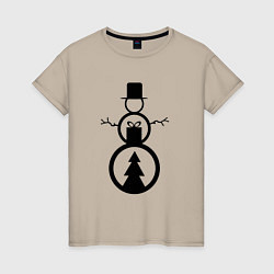 Женская футболка Креативный новогодний снеговик