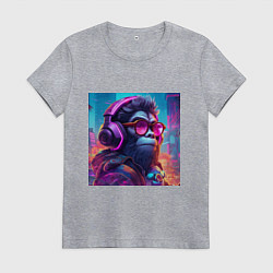 Женская футболка Обезьяна в наушниках и очках