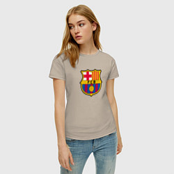 Футболка хлопковая женская Barcelona fc sport, цвет: миндальный — фото 2