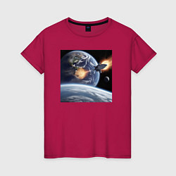 Женская футболка Ракета улетает на луну