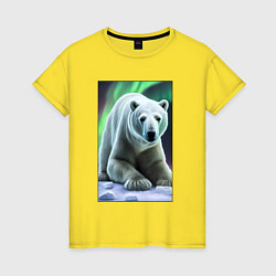 Женская футболка Полярный медведь на снегу