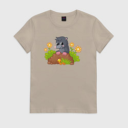 Футболка хлопковая женская Кротик, цвет: миндальный
