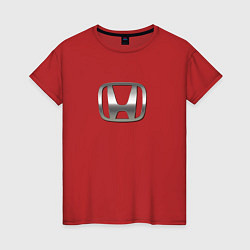 Футболка хлопковая женская Honda sport auto silver, цвет: красный