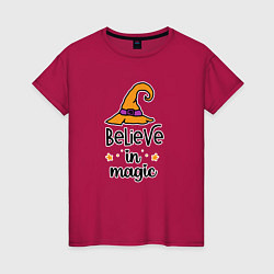 Женская футболка Believe in magic ведьмина шляпа хэллоуин