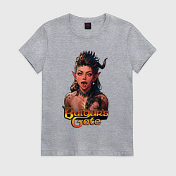 Футболка хлопковая женская Karlah - Baldurs gate - ahegao, цвет: меланж