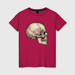 Женская футболка Череп цветной сбоку