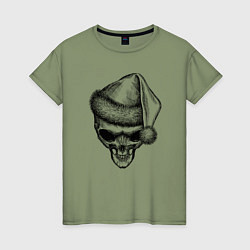 Женская футболка Новогодний череп инопланетянина
