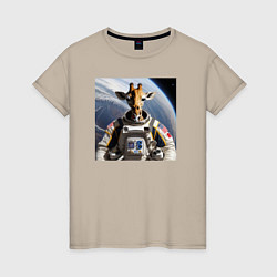 Женская футболка Жираф астронавт