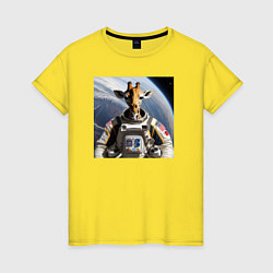 Женская футболка Жираф астронавт