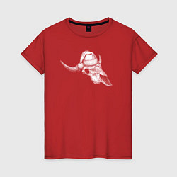 Женская футболка Новогодний череп быка