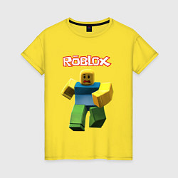 Футболка хлопковая женская Roblox бегущий персонаж, цвет: желтый