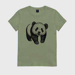 Футболка хлопковая женская Панда милая, цвет: авокадо