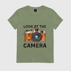 Футболка хлопковая женская Смотри в мою камеру, цвет: авокадо