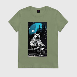 Женская футболка Медведь-космонавт - нейросеть