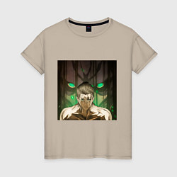 Женская футболка Эрен Йегер и атакующий титан