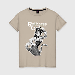 Женская футболка Карлах зайчик - Baldurs gate 3 - чб