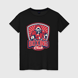 Футболка хлопковая женская Club boxing, цвет: черный