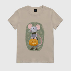 Женская футболка Мышонок с тыквой