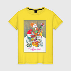Женская футболка Снеговики музыканты