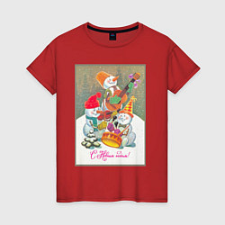 Женская футболка Снеговики музыканты