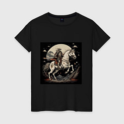 Женская футболка Рыцарь на коне под луной