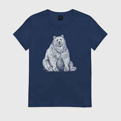 Женская футболка Толстый медведь сидит