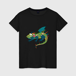 Женская футболка Забавный зеленый дракон ящерица символ 2024 года