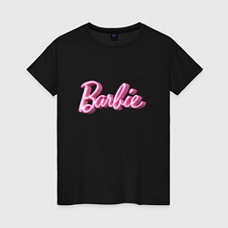 Футболка хлопковая женская Барби - объемными рукописными буквами, цвет: черный