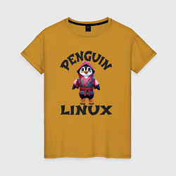 Женская футболка Система линукс пингвин в кимоно