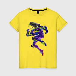 Футболка хлопковая женская Био-робот евангелион 01, цвет: желтый