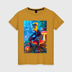 Женская футболка Bart Simpson among mushrooms - ai art