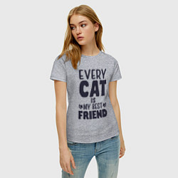 Футболка хлопковая женская Every cat is my best friend, цвет: меланж — фото 2