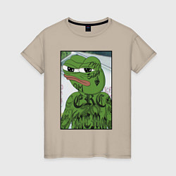 Футболка хлопковая женская Pepe tattoo, цвет: миндальный