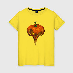 Футболка хлопковая женская Halloween pumpkin, цвет: желтый
