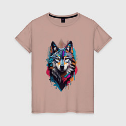 Женская футболка Волк в стиле Граффити