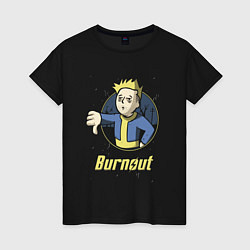 Футболка хлопковая женская Burnout - vault boy, цвет: черный