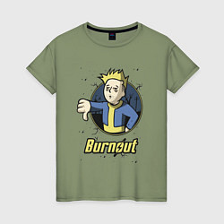 Футболка хлопковая женская Burnout - vault boy, цвет: авокадо