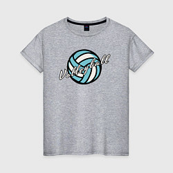 Футболка хлопковая женская Azure volleyball, цвет: меланж