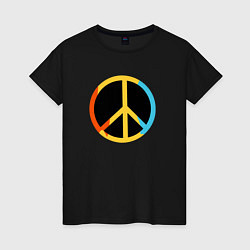 Женская футболка Хиппи знак разноцветный пацифик