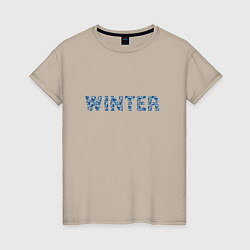 Женская футболка Леттеринг морозные узоры - winter