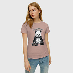 Футболка хлопковая женская Panda volleyball, цвет: пыльно-розовый — фото 2
