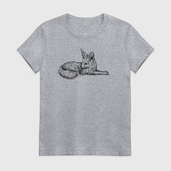 Футболка хлопковая женская Фенек лежит, цвет: меланж